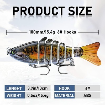 Multi-Segmented Fishing Lures, Glide Swim Bait Lure Freshwater and Saltwater for