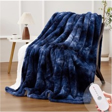Cozy Faux Fur Electric Blanket, 50''x60'', 5 Heat Settings  Auto Shut-Off