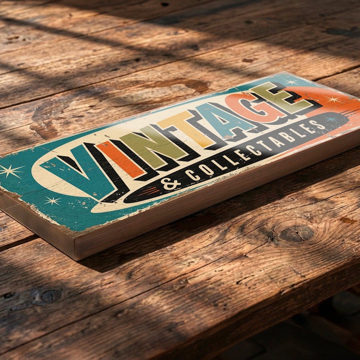 Vintage & Collectables Wood 40cm Sign Retro Shop Market Stall Wall