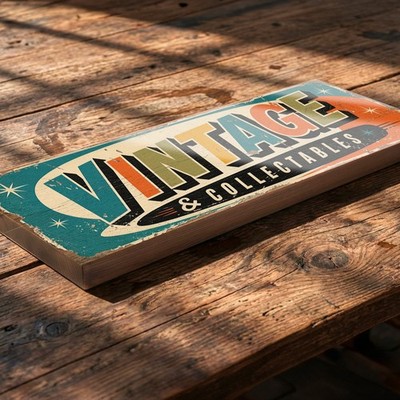Vintage & Collectables Wood 40cm Sign Retro Shop Market Stall Wall