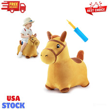 iPlay, iLearn Bouncy Pals Yellow Hopping Horse, Outdoor Ride on Bouncy Animal