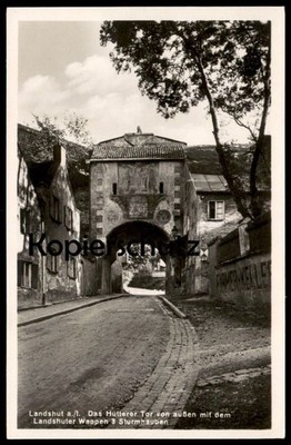 VINTAGE POSTCARD LANDSHUT AN DER ISAR THE HÜTTERER GATE HUTERTOR FROM THE OUTSIDE WITH THE