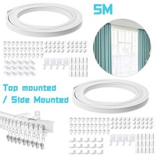 5M Bendable Flexible Curtain Track Rod Rail Ceiling Window Caravan Straight Bay