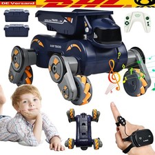 RC Roboter Auto Ferngesteuert mit LED Licht 4WD Stunt Tracked Racer Spielzeug