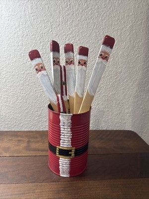 Set Of Wooden Kitchen Utensils Santa Hand Painted New