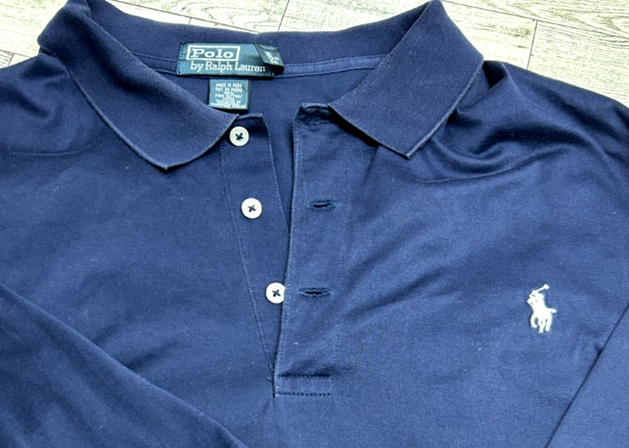 Vintage Y2K Polo Ralph Lauren Golf Shirt Mens XL Navy Cotton White Pony Logo