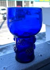 RARE VINTAGE BLENKO GLASS COBALT BLUE TUMBLER GOBLET W/ ROSETTES MID-CENTURY MCM
