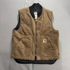 Men  s Carhartt V02 CHT Full Zip Vest Size Large Vintage Workwear Duck Canvas