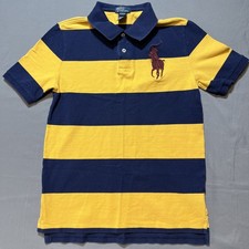 Polo Ralph Lauren Youth Boys XL 18-20 Polo Shirt Yellow Navy Stripes Big Pony