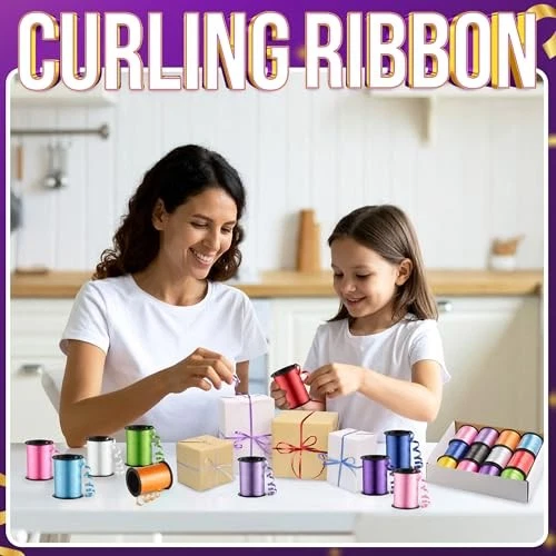 Cinta rizadora de 12 rollos para envolver regalos - 3/16 pulgadas x 125 pies por rollo - Foto 4 de 4