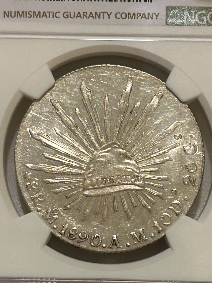 1890 Mo AM Mexico Silver 8 Reales NGC Unc Details - Image 2 of 4