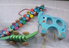 Pull Along Wooden Toys Mixed Bundle Of 3