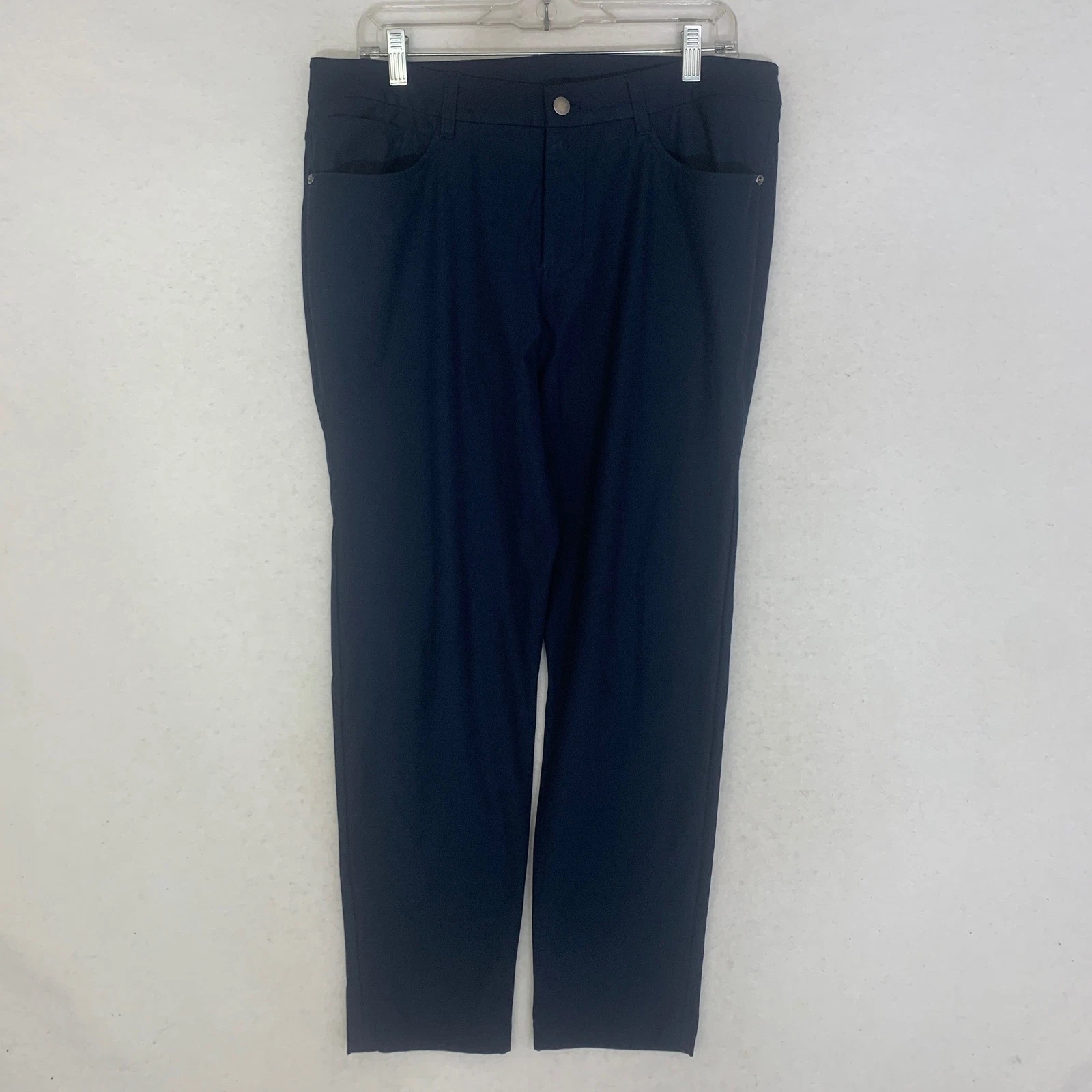 Lululemon ABC Pant Pants Slim Mens 34 Navy Blue Performance Warpstreme LM5AQRS