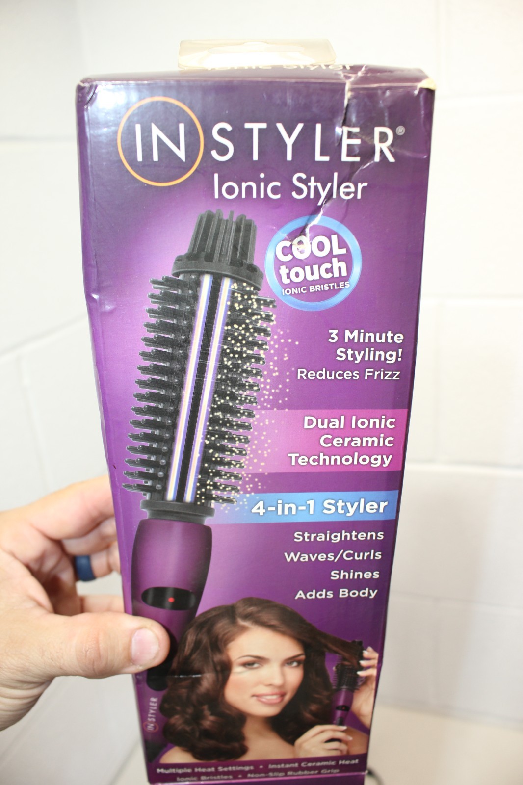 Instyler Hot Round Brush Curling Ionic Styler 30336 Purple, 2 heat settings