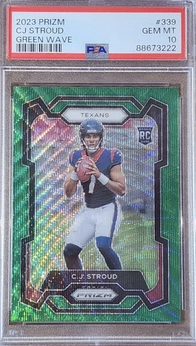 2023 PANINI PRIZM GREEN WAVE #339 CJ STROUD PSA 10