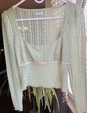 Kimchi Blue Mint Lace Top Fairycore Whimsigoth Y2K Size S