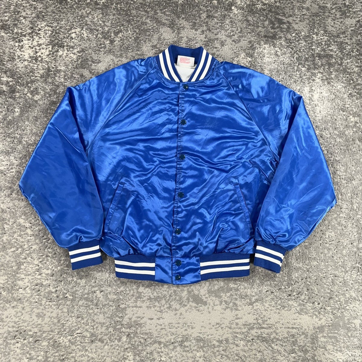 Vintage Satin Jacket Mens Large Blue Meadowbrook Wrangler Horse