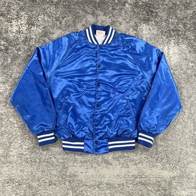 Vintage Satin Jacket Mens Large Blue Meadowbrook Wrangler Horse
