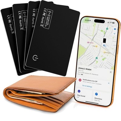 4 Pack Slim Waterproof Bluetooth Tracker Cards for Wallet Keys Luggage