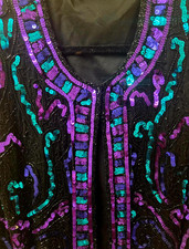 Lawrence Kazar Beaded Sequin Women's Jacket Size XL - Holiday Bling Fashion
