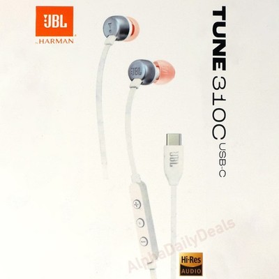 JBL Tune 310C USB-C Digital Stereo In-Ear Wired Headphones Mic Remote White