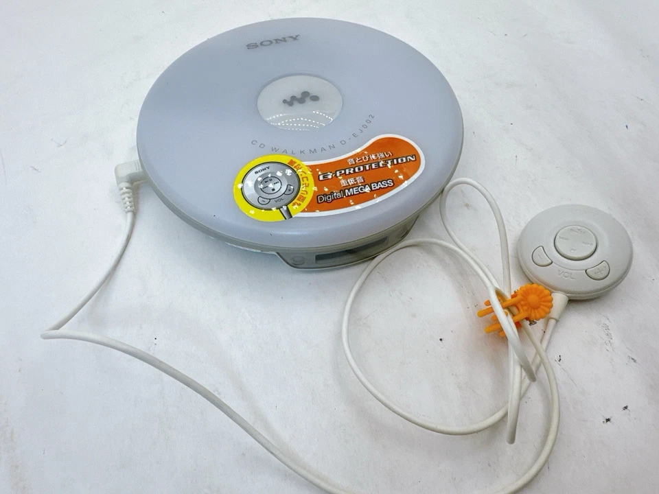 Sony D-EJ002 Walkman tragbarer CD Player weiß mit Fernbedienung getestet funktioniert