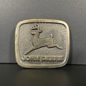 Vintage JOHN DEERE Brass Belt Buckle Metropolitan Tractor Co Georgia Dealer USA