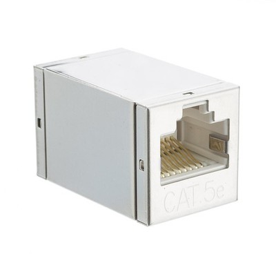 Shielded Cat5e Inline Coupler, Silver, RJ45 Female to Female
