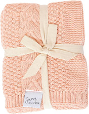 Knit Baby Blanket in Cable Pattern, Organic Cotton Blankets for Crib or Stroller