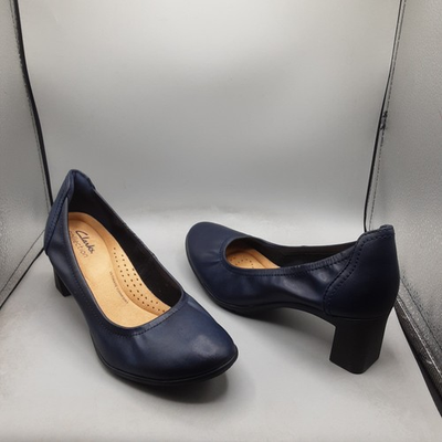 #ad Clarks Collection Leather Flexible Pumps Neiley Pearl 8.5M Navy A272 $39.99