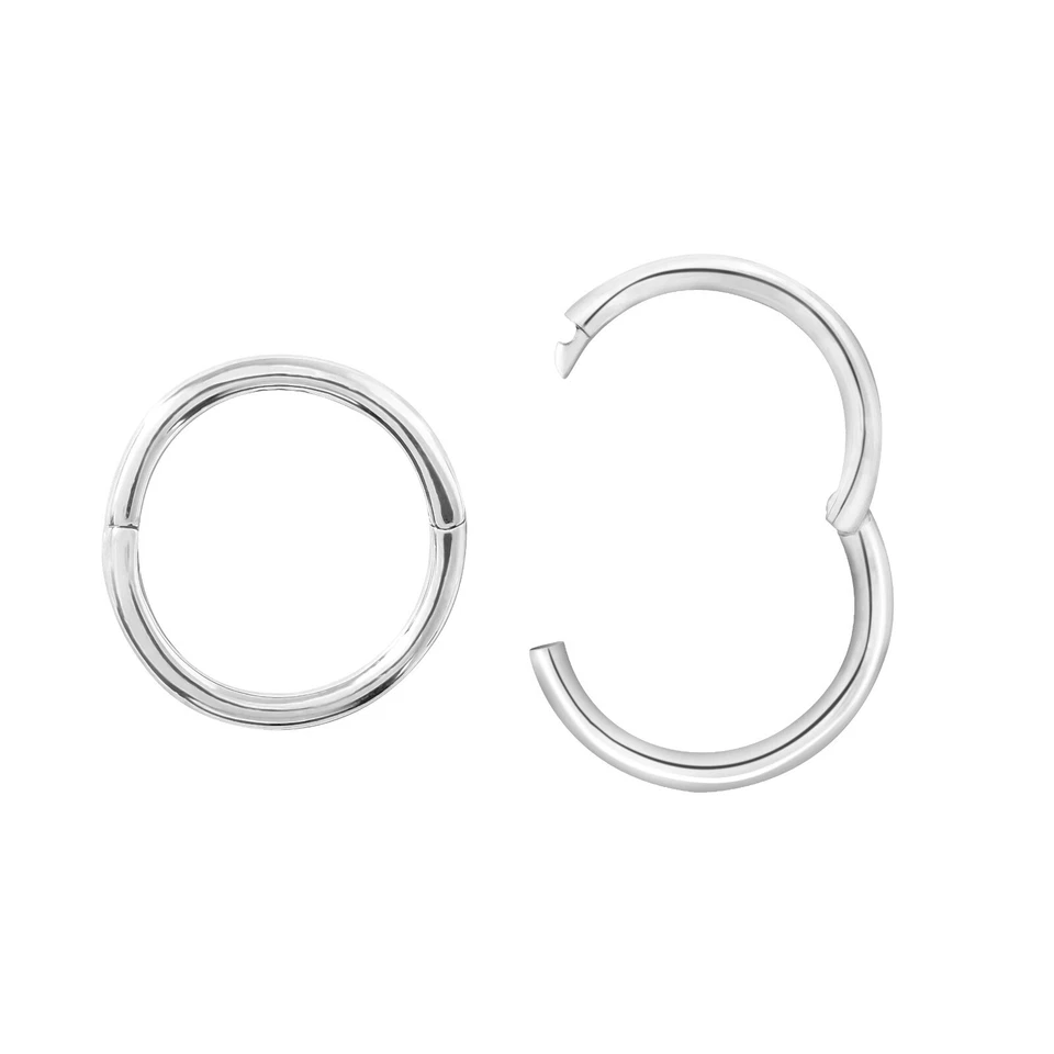 Sterling Silver 925 Solid hinged sleeper hoop earrings choose 6mm,8mm,10mm,12mm — 第 3/4 张图片