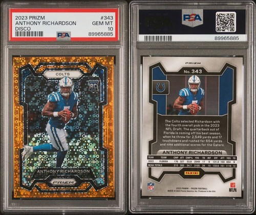 2023 Panini Prizm Anthony Richardson Orange Disco #343 RC PSA 10 Colts - Picture 3 of 3