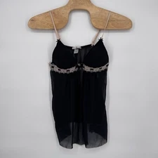 Linea Donatella Size XL Babydoll Chemise Bra Lingerie Black Sheer Pleated Cups