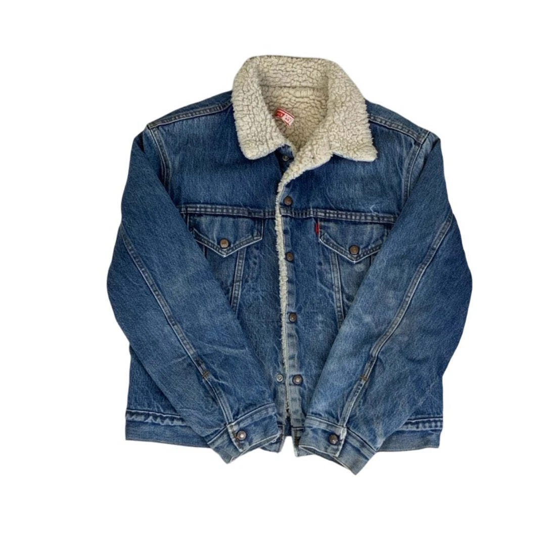 Vintage 90s Levi's Blue Sherpa Lined Denim Jacket UK M/L