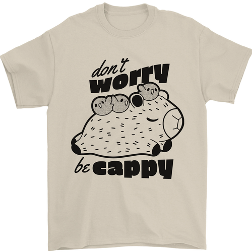 Capybara Dont Worry Be Cappy Mens T-Shirt 100% Cotton_voghion.com