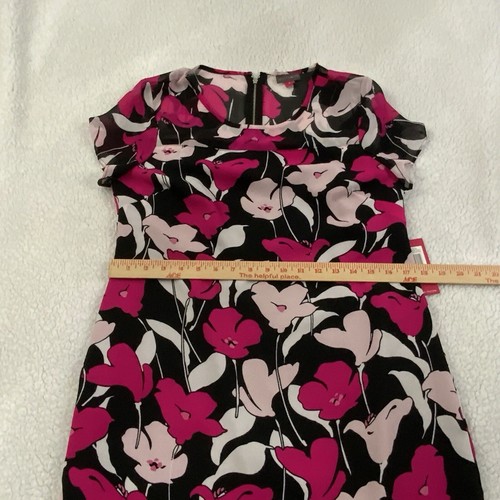 Vince Camuto Size 4 Sheath Dress Floral Pink Black Knee Length Feminine New $119 - Picture 12 of 15
