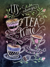 It's Always Tea Time, Retro metal Aluminium Sign, Cafe, Restaurant, Kitchen