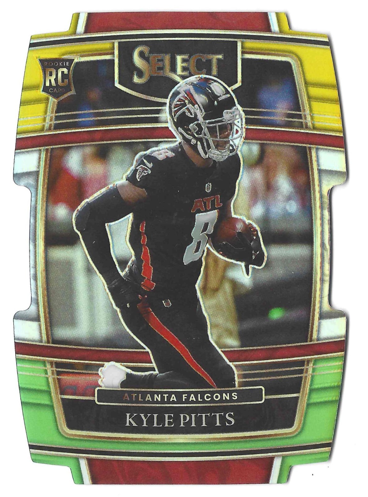 Kyle Pitts 2021 Select Green and Yellow Prizm Die-Cut Concourse Level RC Falcons