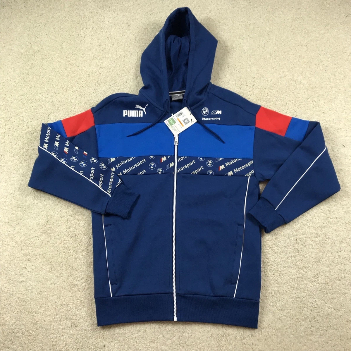 Puma Mens Small BMW Motorsport Hoodie Full Zip Blue New SDS 621866 04