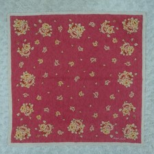 RALPH LAUREN Red Jacquard Cotton Scarf Scarves Pocket Square 20" X 19.5" N889