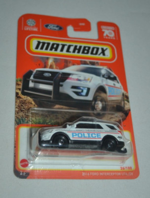 MATCHBOX 2023 MOUNTAIN EXPLORERS 26/100 - 2016 FORD INTERCEPTOR UTILITY WHITE