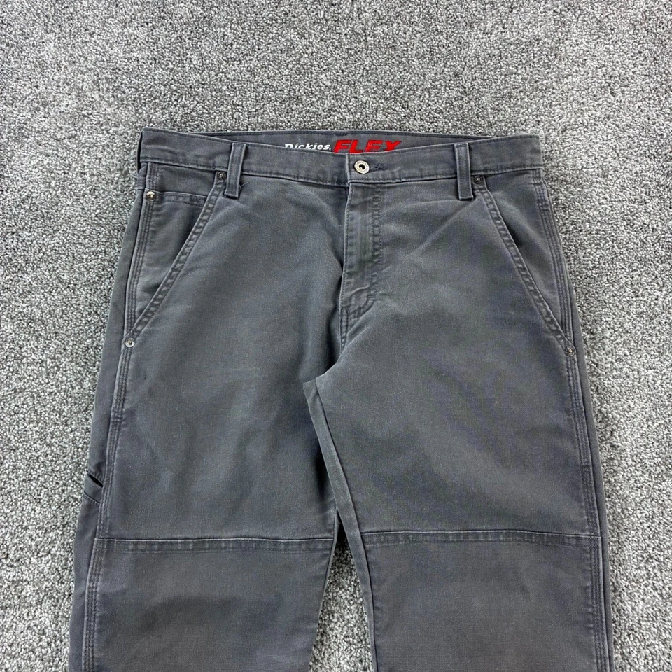 Pantalones de carpintero Dickies Flex vintage para hombre 32x30 gris lona doble rodilla utilitarios Foto 2 de 4
