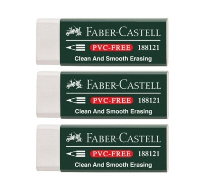 3x Faber-Castell Radierer VINYL ERASER Radiergummi PVC Free 188121