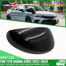 Right Passenger Side Black Rearview Mirror Cover Cap For Honda Civic 22-24