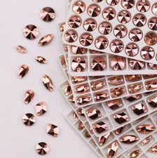 Rose gold Sew On Flatback Crystal Glass Rhinestone Sewing Gem DIY accessories
