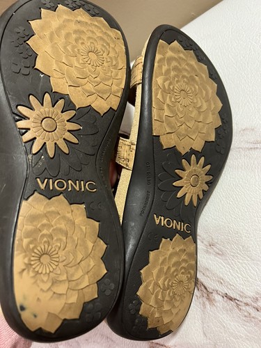 Women Vionic Orthaheel Amber Strappy Sandal Gold Cork Size 8 - Picture 10 of 10