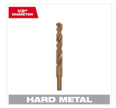 MILWAUKEE 1/2 in. COBALT Red Helix Twist Drill Bit w/ Quad-Edge Tip, 48-89-2329.