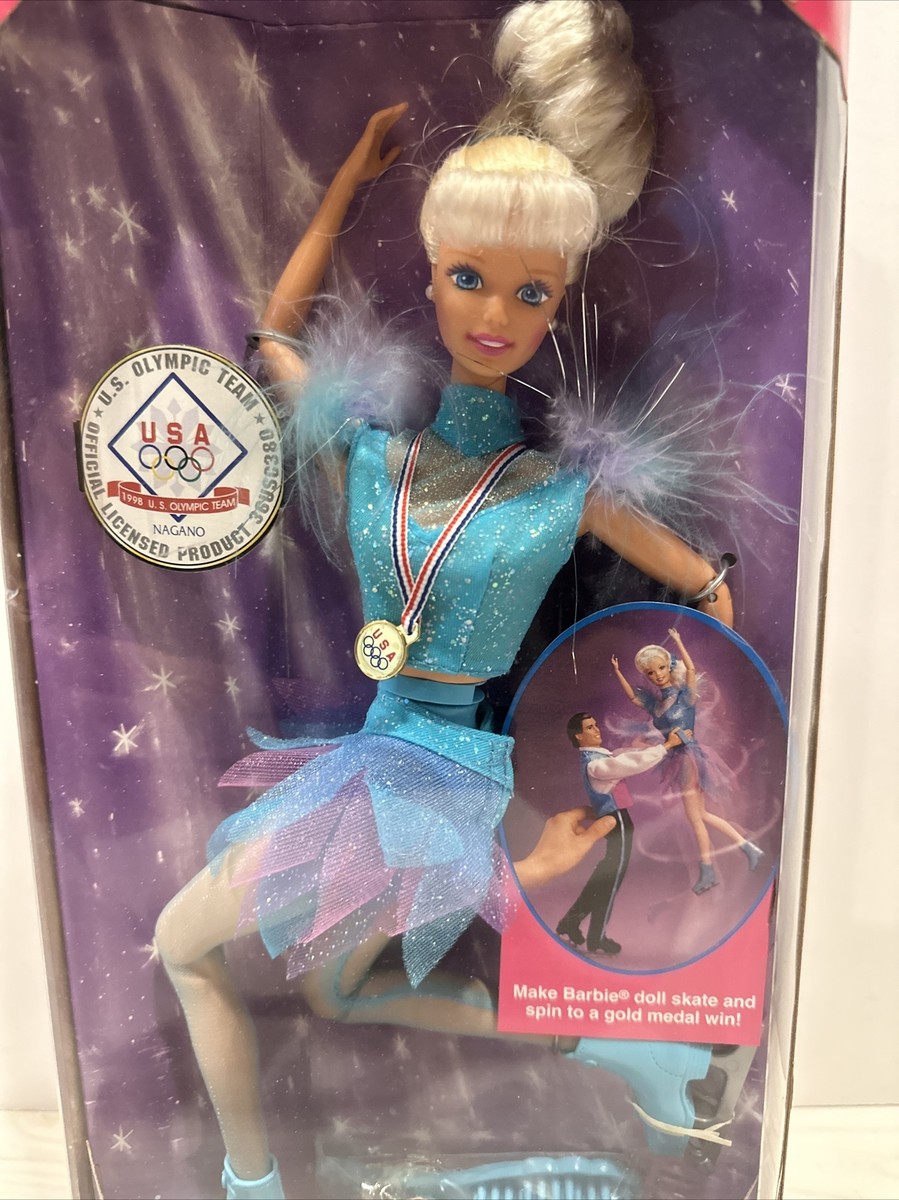Barbie 1997 Olympic USA Skater Wind Up Spin Doll Licensed Product