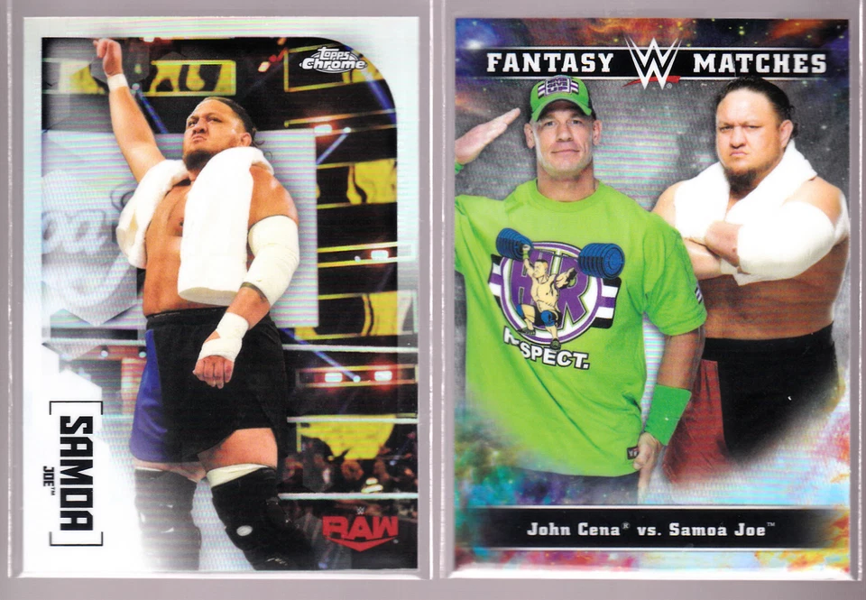 John Cena Samoa Joe Fantasy Matches FM-1 IV-21 & 56 Refractor 2020 Topps Chrome - Image 2 of 3