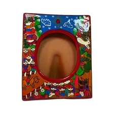 Mexico Terra Cotta Photo Frame Rectangle No Glass Stands 7' Tall Folk Art